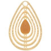 18x12mm Openwork charm with epoxy resin - Gold Tone - Mustard x1|raw }}