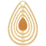 18x12mm Openwork charm with epoxy resin - Gold Tone - Mustard x1