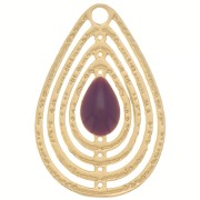 18x12mm Openwork charm with epoxy resin - Gold Tone - Purple x1|raw }}