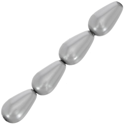 10x6mm Preciosa Pearshape Pearl - Light Grey x10