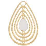 18x12mm Openwork charm with epoxy resin - Gold Tone - White x1