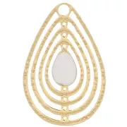 18x12mm Openwork charm with epoxy resin - Gold Tone - White x1