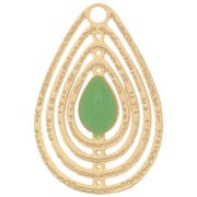 18x12mm Openwork charm with epoxy resin - Gold Tone - Mint x1