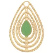 18x12mm Openwork charm with epoxy resin - Gold Tone - Mint x1