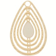 18x12mm Openwork charm with epoxy resin - Gold Tone - Cream x1