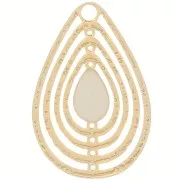 18x12mm Openwork charm with epoxy resin - Gold Tone - Cream x1