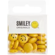 Assortment of 35 Smiley® Round Flat Beads 12mm - Yellow - Black x1