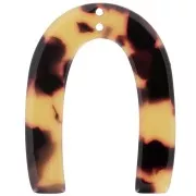 35x27mm Acetate U-shaped pendant 2 holes - Tortoiseshell - Brown - Black x1