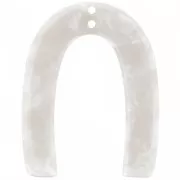 35x27mm Acetate U-shaped pendant 2 holes - Tortoiseshell - White Pearl x1