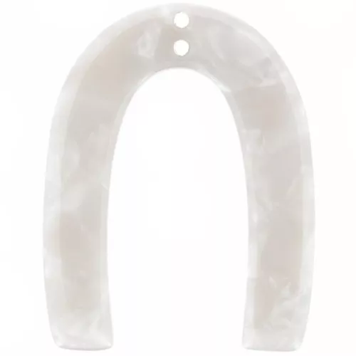35x27mm Acetate U-shaped pendant 2 holes - Tortoiseshell - White Pearl x1