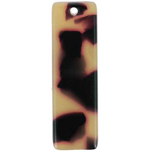 27x8mm Acetate Rectangle Pendant - Tortoiseshell - Brown - Black x1