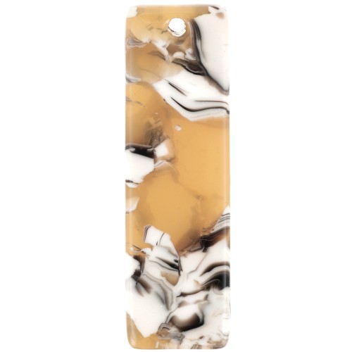 27x8mm Acetate Rectangle Pendant - Tortoiseshell - Ochre - White x1