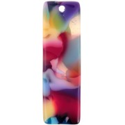 27x8mm Acetate Rectangle Pendant - Turtle Shell - Multicoloured x1
