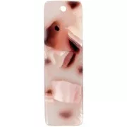 27x8mm Acetate Rectangle Pendant - Tortoiseshell Light brown - White - Black x1