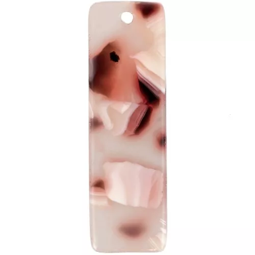 27x8mm Acetate Rectangle Pendant - Tortoiseshell Light brown - White - Black x1
