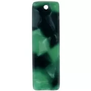 27x8mm Acetate Rectangle Pendant - Tortoiseshell - Dark Green - Black x1