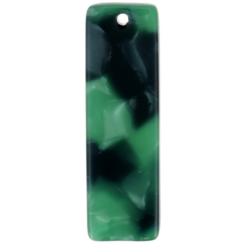 27x8 mm rectangular acetate pendant - Tortoiseshell - Dark green - Black x1
