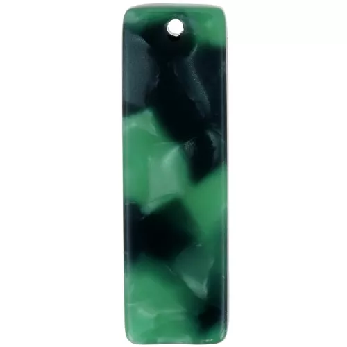 27x8 mm rectangular acetate pendant - Tortoiseshell - Dark green - Black x1