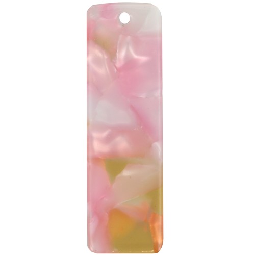 27x8 mm rectangular acetate pendant - Tortoiseshell - Pearlescent pink - Honey x1