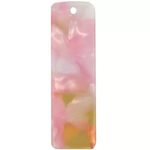 27x8 mm rectangular acetate pendant - Tortoiseshell - Pearlescent pink - Honey x1