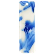 27x8 mm rectangular acetate pendant - Dark Blue Marble - Ivory x1