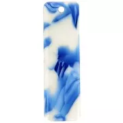 27x8 mm rectangular acetate pendant - Dark Blue Marble - Ivory x1