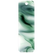27x8 mm rectangular acetate pendant - Dark Green Marble - White x1