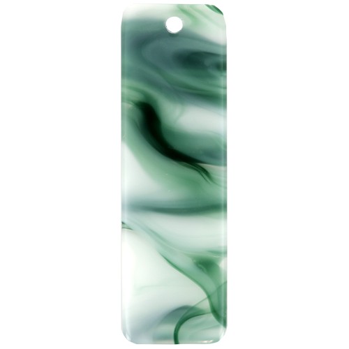 27x8 mm rectangular acetate pendant - Dark Green Marble - White x1