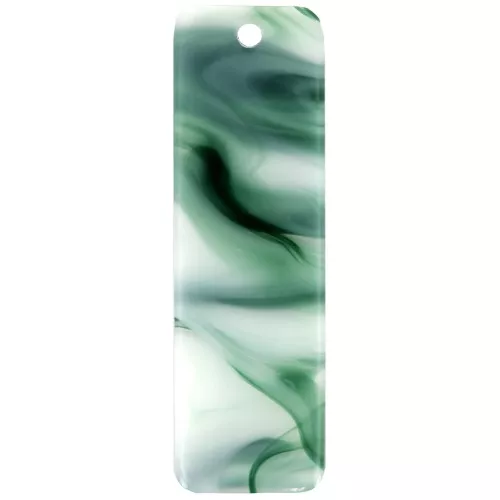 27x8 mm rectangular acetate pendant - Dark Green Marble - White x1