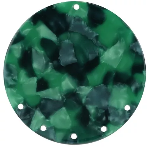 43mm Acetate round 5-hole Pendant - Tortoiseshell - Dark Green - Black x1