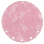 43mm Acetate round 5-hole Pendant - Tortoiseshell - Pearly Pink x1|raw }}