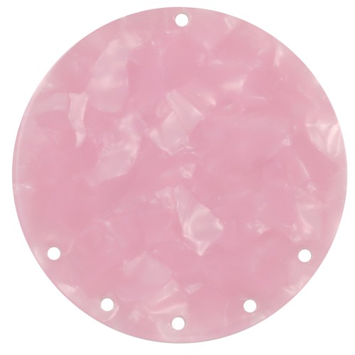 43mm Acetate round 5-hole Pendant - Tortoiseshell - Pearly Pink x1