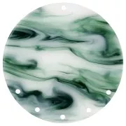 43mm Acetate round 5-hole Pendant - Marbled Dark Green - White x1