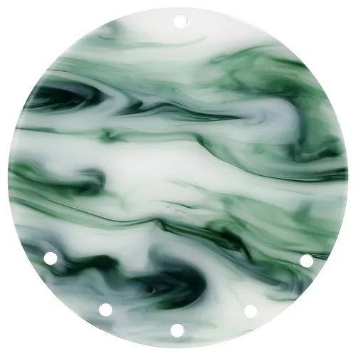 43mm Acetate round 5-hole Pendant - Marbled Dark Green - White x1