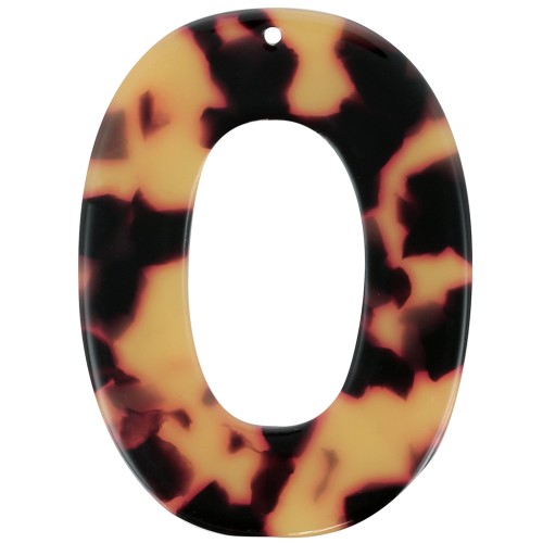 47x35mm Oval hollowed out acetate pendant - Ecaille de tortue - Marron - Noir x1