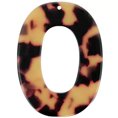 Acetate Oval Hollow Pendant 47x35 mm - Tortoiseshell - Brown - Black x1