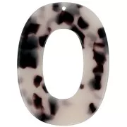 Oval hollowed-out 47x35 mm acetate pendant - Tortoiseshell - Beige - Black x1
