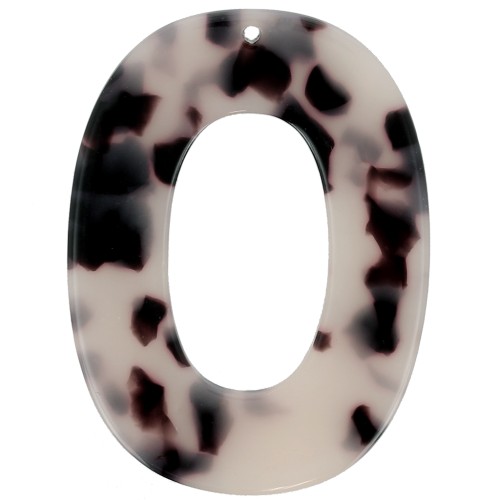 Oval hollowed-out 47x35 mm acetate pendant - Tortoiseshell - Beige - Black x1