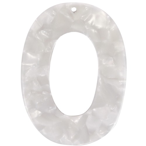 Acetate Oval Hollow Pendant 47x35 mm - Tortoiseshell - Pearlescent White x1