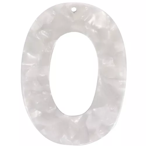 Acetate Oval Hollow Pendant 47x35 mm - Tortoiseshell - Pearlescent White x1