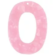 47x35mm Acetate Oval Hollow Pendant - Tortoiseshell - Pearly Pink x1