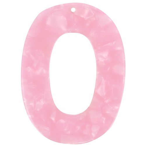 47x35mm Acetate Oval Hollow Pendant - Tortoiseshell - Pearly Pink x1