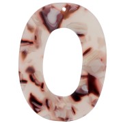 47x35mm Oval hollowed-out pendant Tortoiseshell - Light brown - White - Black x1|raw }}