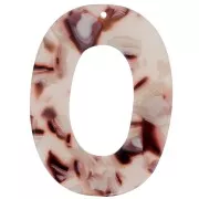 47x35mm Oval hollowed-out pendant Tortoiseshell - Light brown - White - Black x1