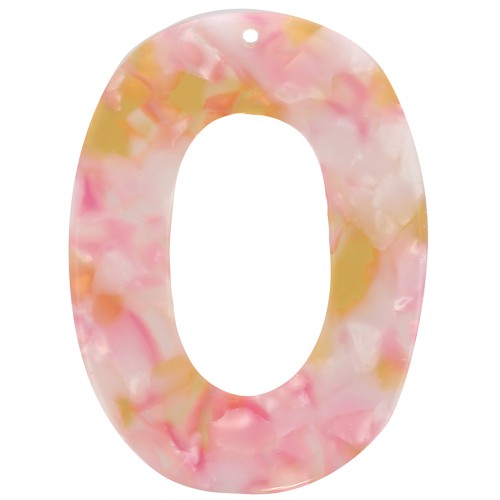 47x35mm Acetate Oval Pendant - Tortoiseshell - Pearly Pink - Honey x1