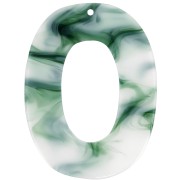 47x35mm Acetate Oval Hollow Pendant - Marbled Dark Green - White x1|raw }}