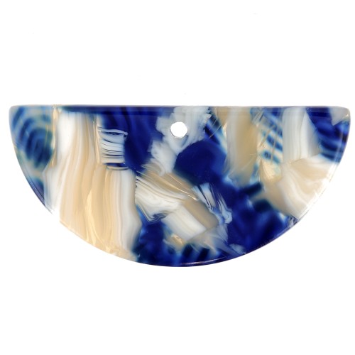 15x30.5mm Acetate half-moon pendant - Tortoiseshell - Dark blue - Beige x1