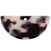 15x30.5mm Acetate half-moon pendant - Tortoiseshell - Beige - Black x1