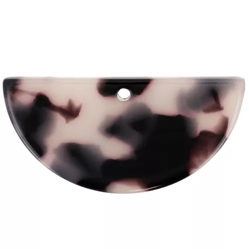 15x30.5mm Acetate half-moon pendant - Tortoiseshell - Beige - Black x1