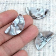 14x28mm Acetate Half Moon Spacer - Tortoiseshell - Grey - Brown x1